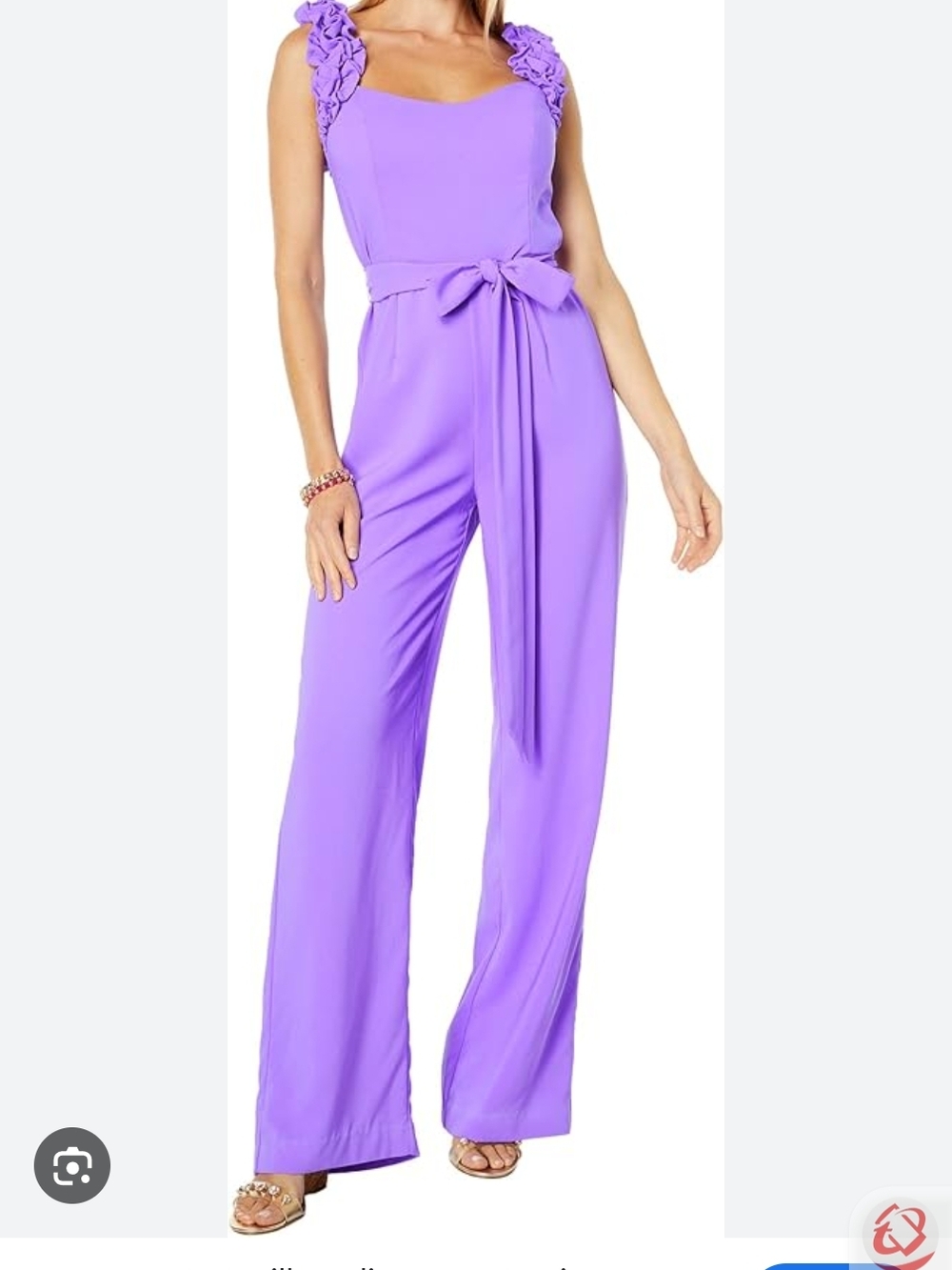 Lilly Pulitzer Lavender Ruffle-Shoulder Wide-Leg Jumpsuit Size 10